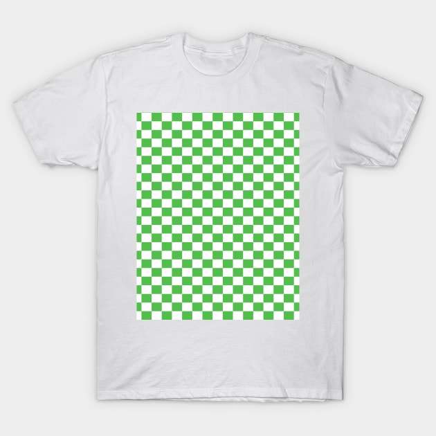 checkered Green and White T-Shirt by DragonTees